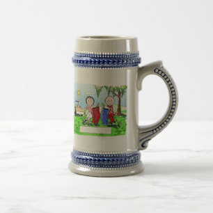 Golfing Couple - Personalized Cartoon Beer Stein