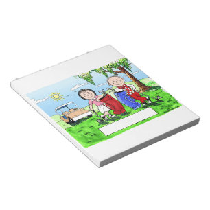 Golfing Couple - Personalized Cartoon Notepad