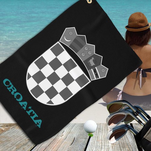 Golfing Croatia  Croatian coat of arms  flag Golf Towel