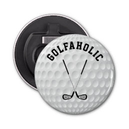 Golfing crossed clubs custom text golf ball bottle opener