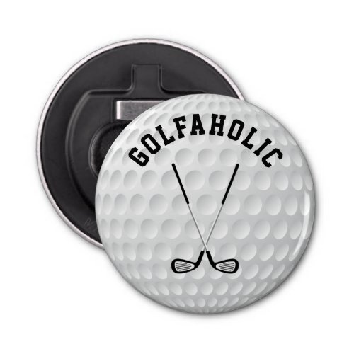 Golfing crossed clubs custom text golf ball bottle opener