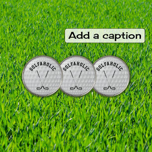 Golfing crossed clubs custom text golf ball golf ball marker