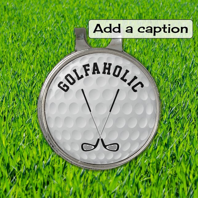 Golfing crossed clubs custom text golf ball golf hat clip (Creator Uploaded)
