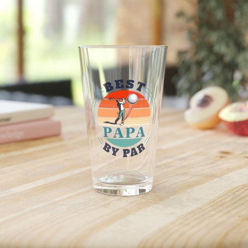 Golfing Dad Best Papa By Par Retro Birthday Glass