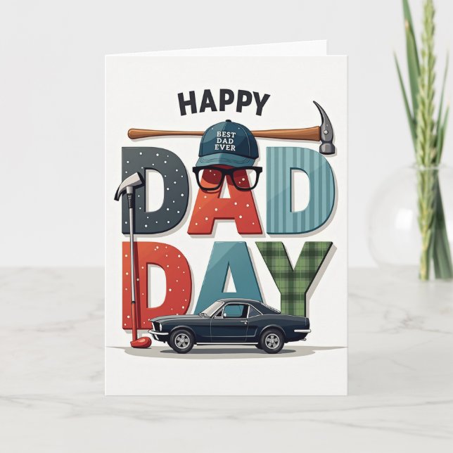 Golfing Dad Day Illustration Card (Front)
