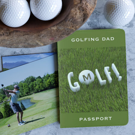 Golfing Dad Name Funny Golf Green Add Your Name Passport Holder