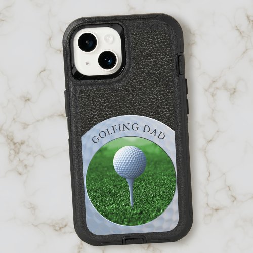 Golfing Dad Photo Name Modern Monogrammed Golfer OtterBox iPhone 14 Case