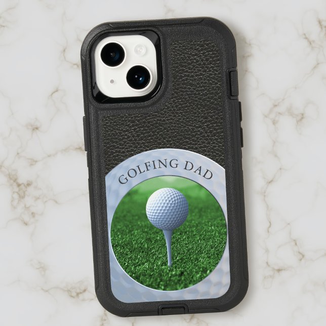 Golfing Dad Photo Name Modern Monogrammed Golfer Otterbox iPhone Case (Creator Uploaded)