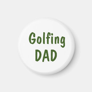 Golfing dad text on white magnet