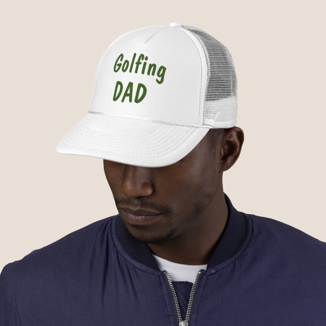 Golfing dad text on white  trucker hat (In Situ)