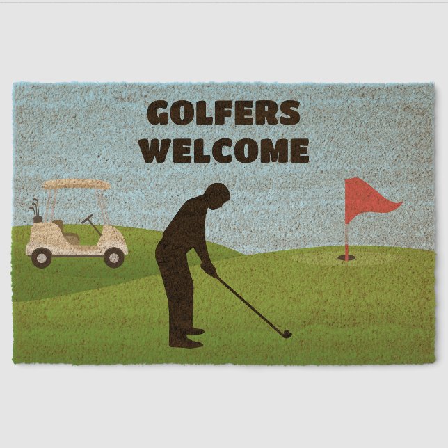 Golfing Design Coir DoorMat Fiber Doormat (Front)