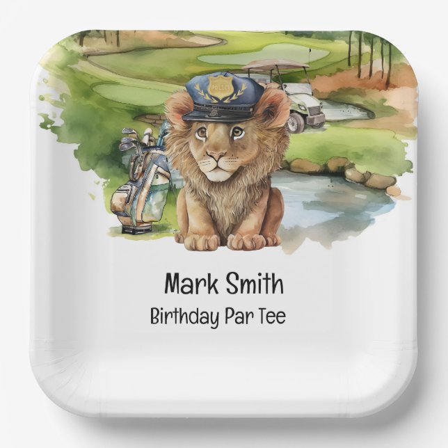 Golfing Detectives Unite: A Birthday Adventure  Paper Plates (Front)