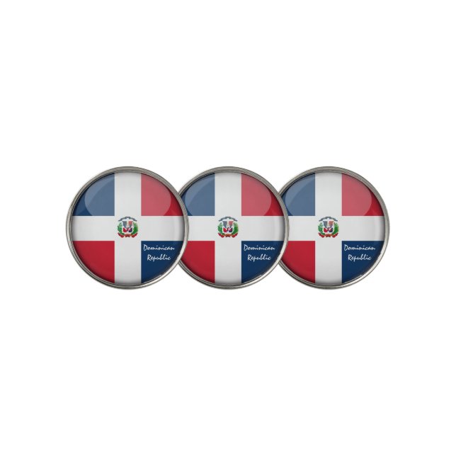 Golfing Dominican Republic Flag /Golf Ball Marker (3 Up)