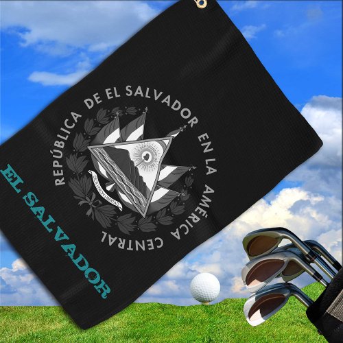 Golfing El Salvador  Salvador coat of arms  flag Golf Towel