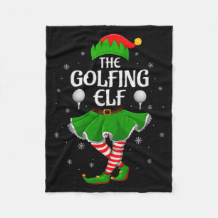 Golfing Elf Christmas Family Girls Women Elf Squad Fleece Blanket