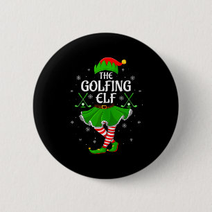 Golfing Elf Christmas Girls Women Elf Squad Xmas F Button
