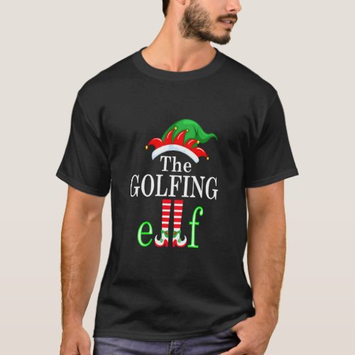 Golfing Elf Family Matching Group Christmas Pajama T_Shirt