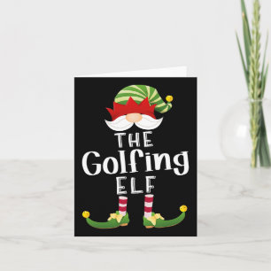 Golfing Elf Group Christmas Funny Pajama Party Card