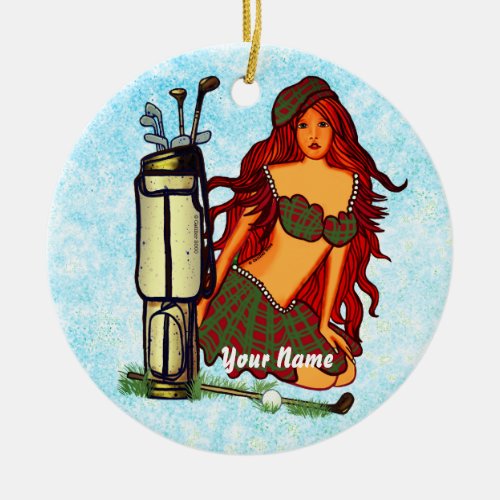 Golfing Fairy golf Ceramic Ornament