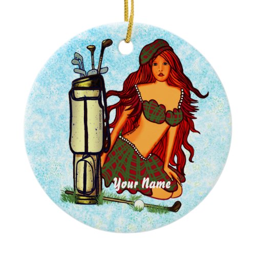 Golfing Fairy golf Ceramic Ornament