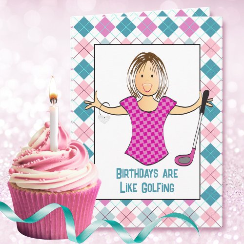 Golfing Female Cartoon Funny Saying Birthday