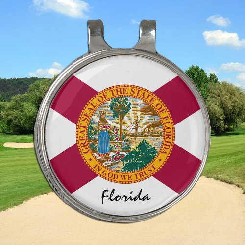 Golfing Florida  Florida Flag  Golf Ball Marker Golf Hat Clip