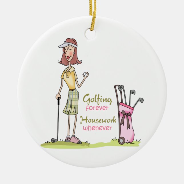Golfing Forever Ceramic Ornament (Front)