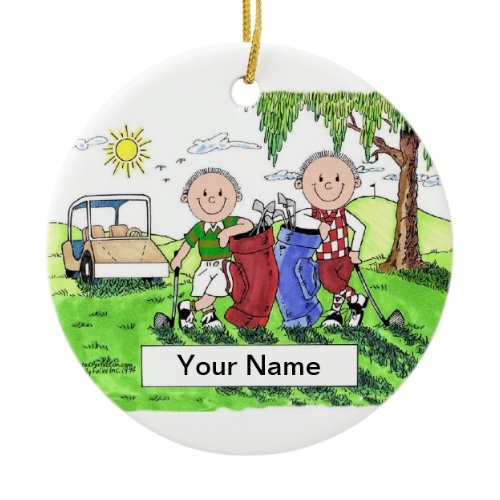 Golfing Friends - Male &amp; Male Ceramic Ornament