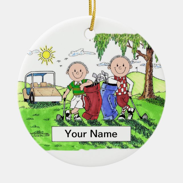 Golfing Friends - Male & Male Ceramic Ornament (Front)