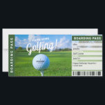 Golfing Gift Certificate Boarding Pass<br><div class="desc">Instantly personalize your surprise golfing trip boarding pass gift tickets today! Simply click "Personalize" to personalize the ticket with your info. Celebrate a special occasion by typing a special note in the note box on the ticket. Each ticket comes printed on thick, sturdy, quality card stock and a white envelope....</div>