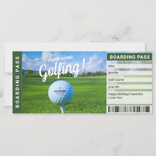 Golfing Gift Certificate Boarding Pass