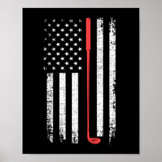 Golfing Gift for Men, American Flag Golf Club Gift Poster