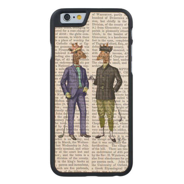 Golfing Giraffes 2 Carved Wood iPhone Case (Back)