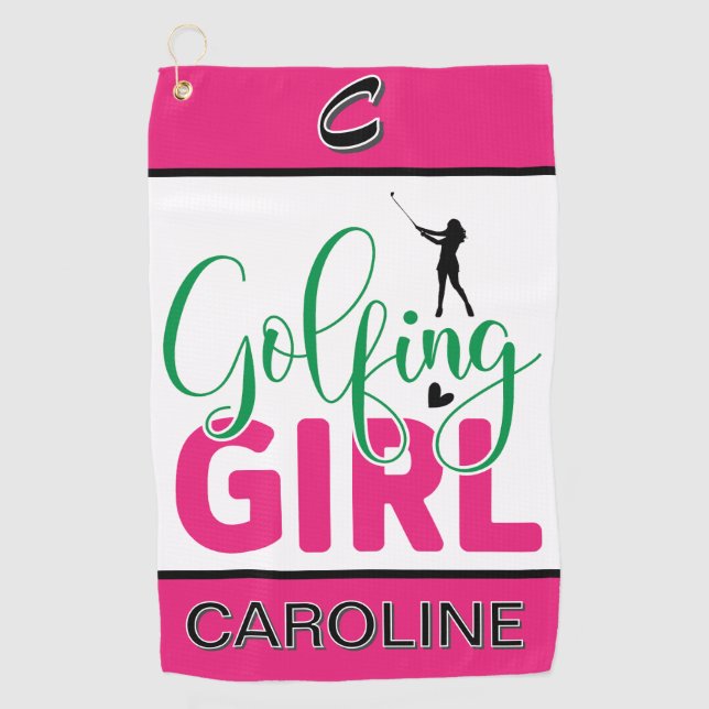 Golfing Girl Customized Golf Towel (Front)