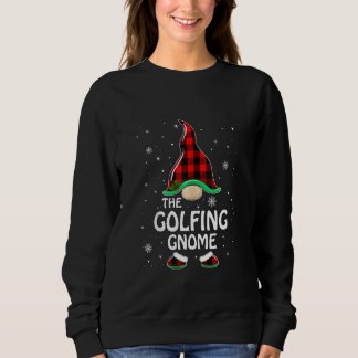 Golfing Gnome Buffalo Plaid Matching Family Christ Sweatshirt