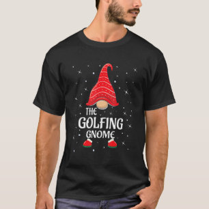 Golfing Gnome Buffalo Plaid Matching Family Christ T-Shirt