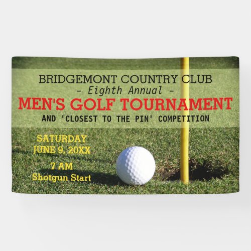 Golfing Golf Ball and Hole with Pin Banner
