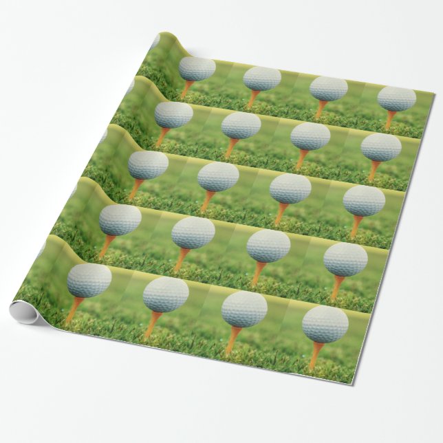 Golfing - Golf Ball on the Tee Wrapping Paper (Unrolled)