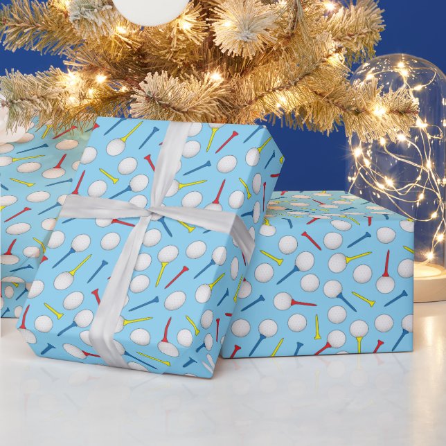 Golfing Golf Balls and Tees Golfer Wrapping Paper (Holidays)