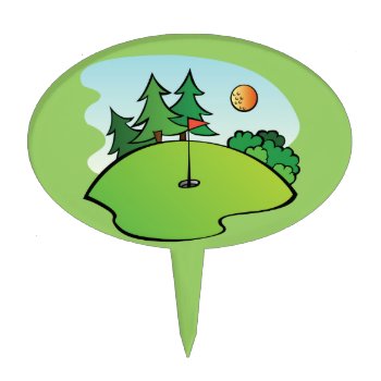 Golfing Golf Course Hole Happy Place Cake Topper by DKGolf at Zazzle