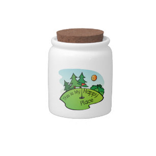 Golfing Golf Course Hole Happy Place Candy Jar