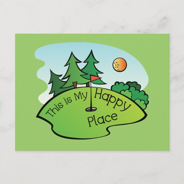 Golfing Golf Course Hole Happy Place Postcard (Front)