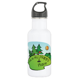 Golfing Golf Course Hole Happy Place Water Bottle