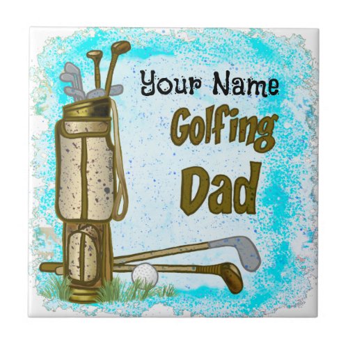 Golfing Golf Dad   Ceramic Tile