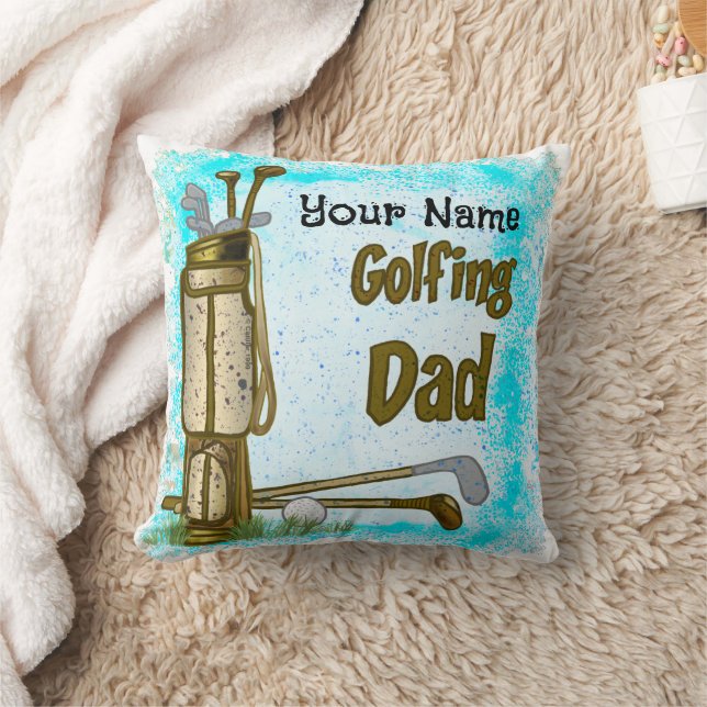 Golfing Golf Dad  Throw Pillow (Blanket)