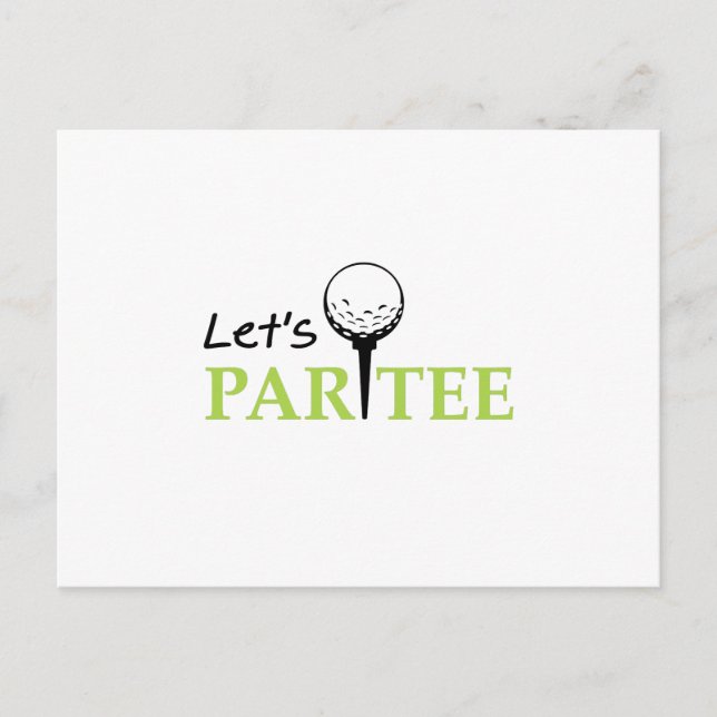 Golfing Golfer  Let's Par  Golf Funny Party Invitation Postcard (Front)