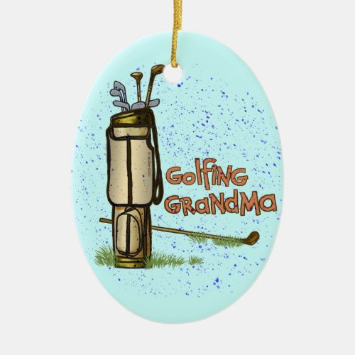 Golfing Grandma Ceramic Ornament