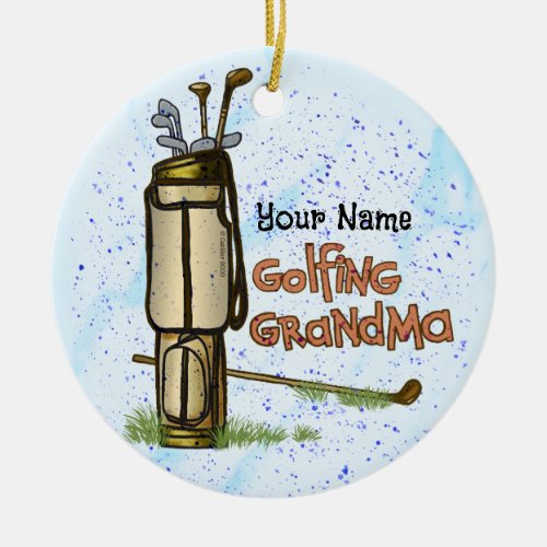 Golfing Grandma Ceramic Ornament