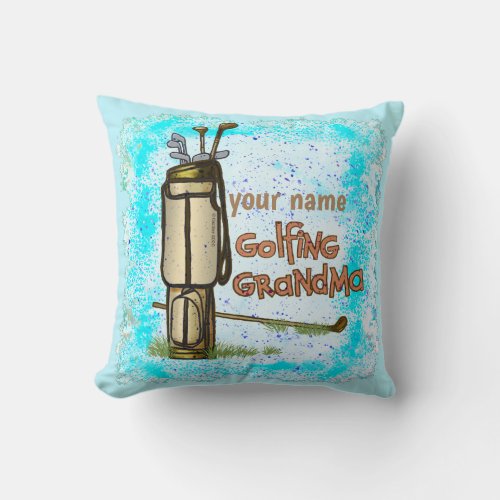 Golfing Grandma custom name pillow