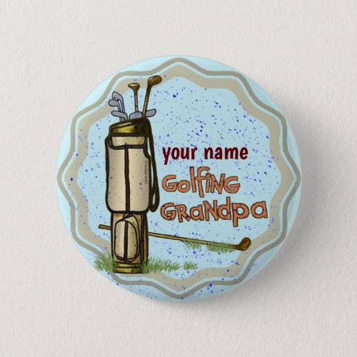 Golfing Grandpa custom name pin button